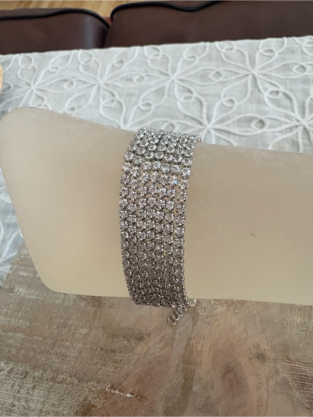 Rhinestone Crystal Multi-Row Bracelet - Silver
